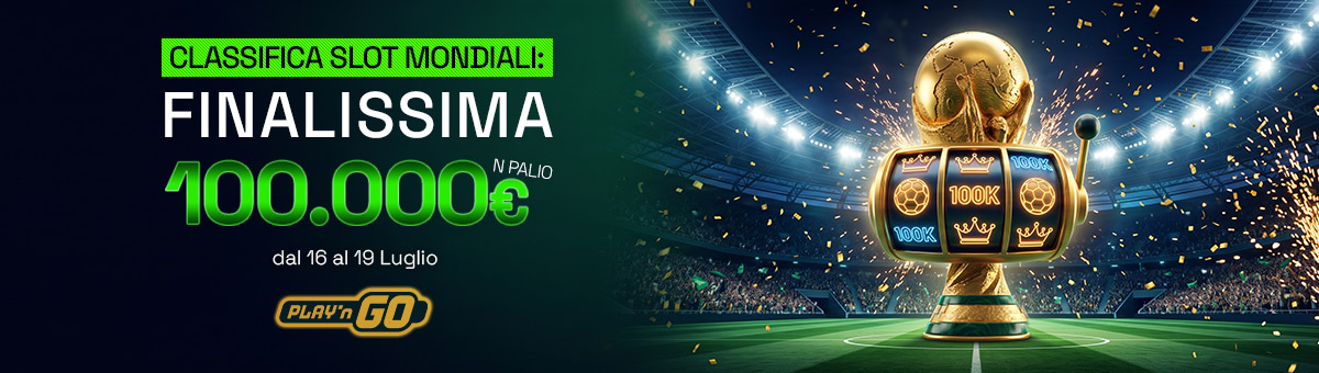 La Finalissima dei Mondiali 2026 BetFlag è pronta a partire.... Gioca alle Slot in promozione, accumula punti e scala la classifica: in palio 100.000€ di montepremi!