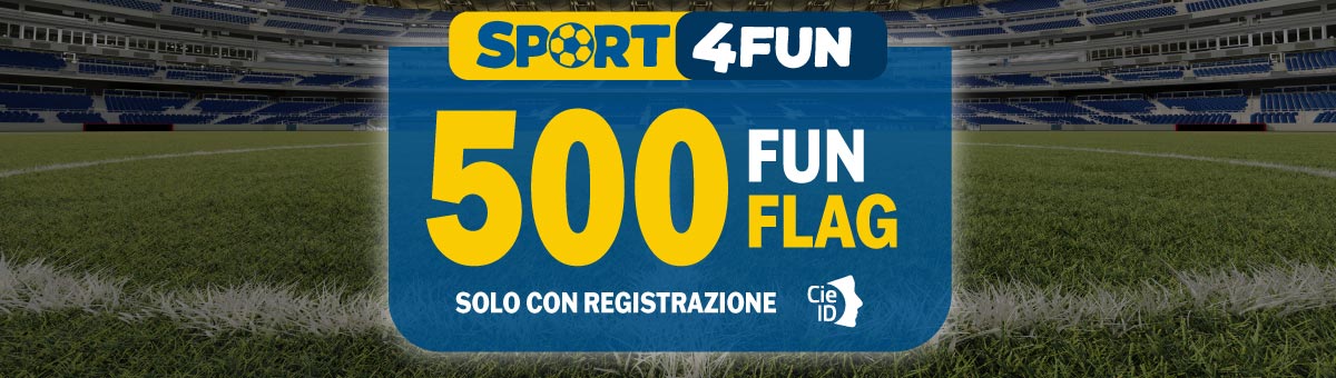 Registrandoti su BetFlag, potrai ricevere 500 Fun Flag Sport4Fun! Cosa aspetti?