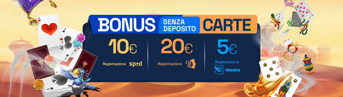 Registrati su BetFlag e ricevi 20€ di bonus senza deposito Carte