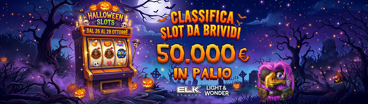 Apri le porte alla paura con la Classifica Slot da Brividi! Gioca alle Slot in promozione, accumula punti e scala la classifica: in palio 50.000€ di montepremi!