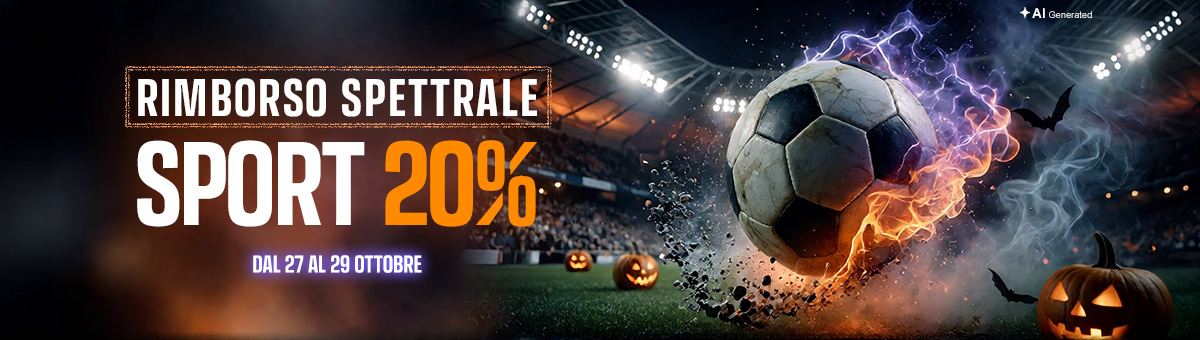 Dal 27 al 29 ottobre puoi ottenere un rimborso del 20% sul GGR generato con saldo reale sulla sezione Sport, fino a 200 Fun Flag Sport 4 Fun!