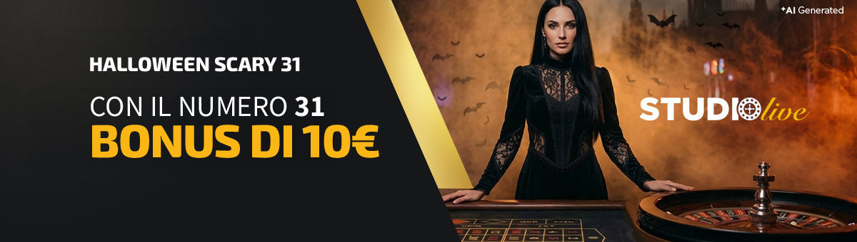 Piazzando una scommessa vincente sul numero 31 alla Studio Live Roulette, è possibile ottenere un bonus di 10€.