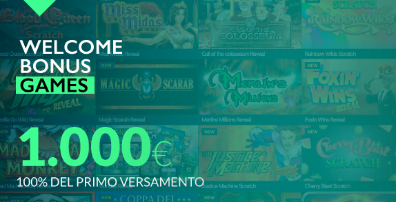 Bonus sul primo versamento Games: 100% del versamento fino a 1.000 euro