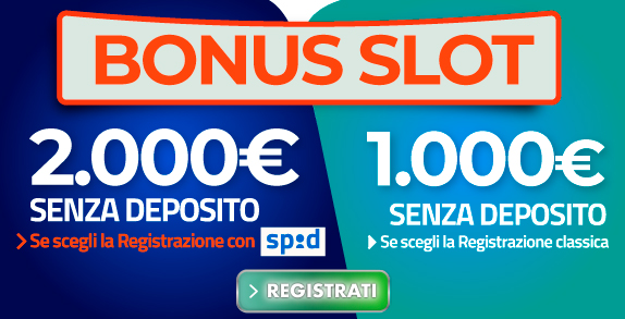 Bonus senza deposito per registrarti e giocare alle SLOT fino a 2.000€