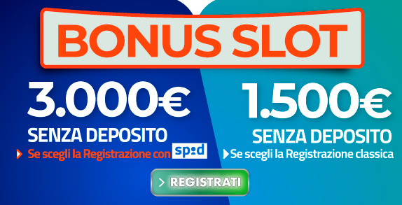 Bonus senza deposito per registrarti e giocare alle SLOT fino a 3.000€